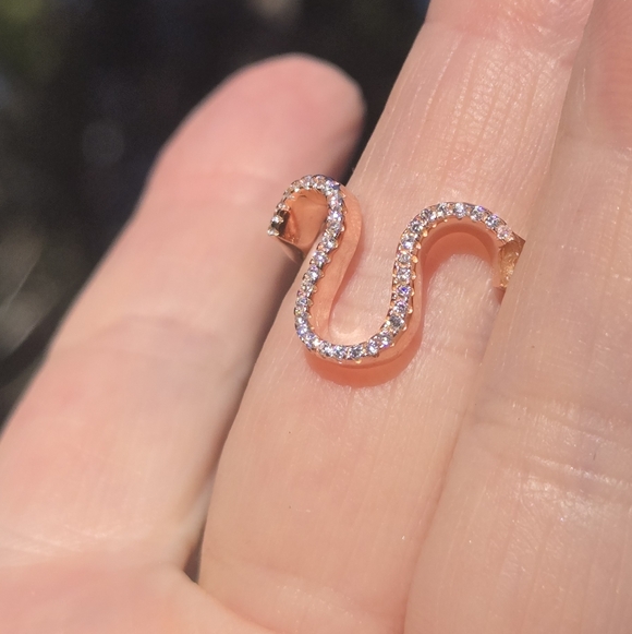 Topaz Sterling & Rosegold Horshoe Ring To Catch Luck Sz7 - Picture 7 of 10